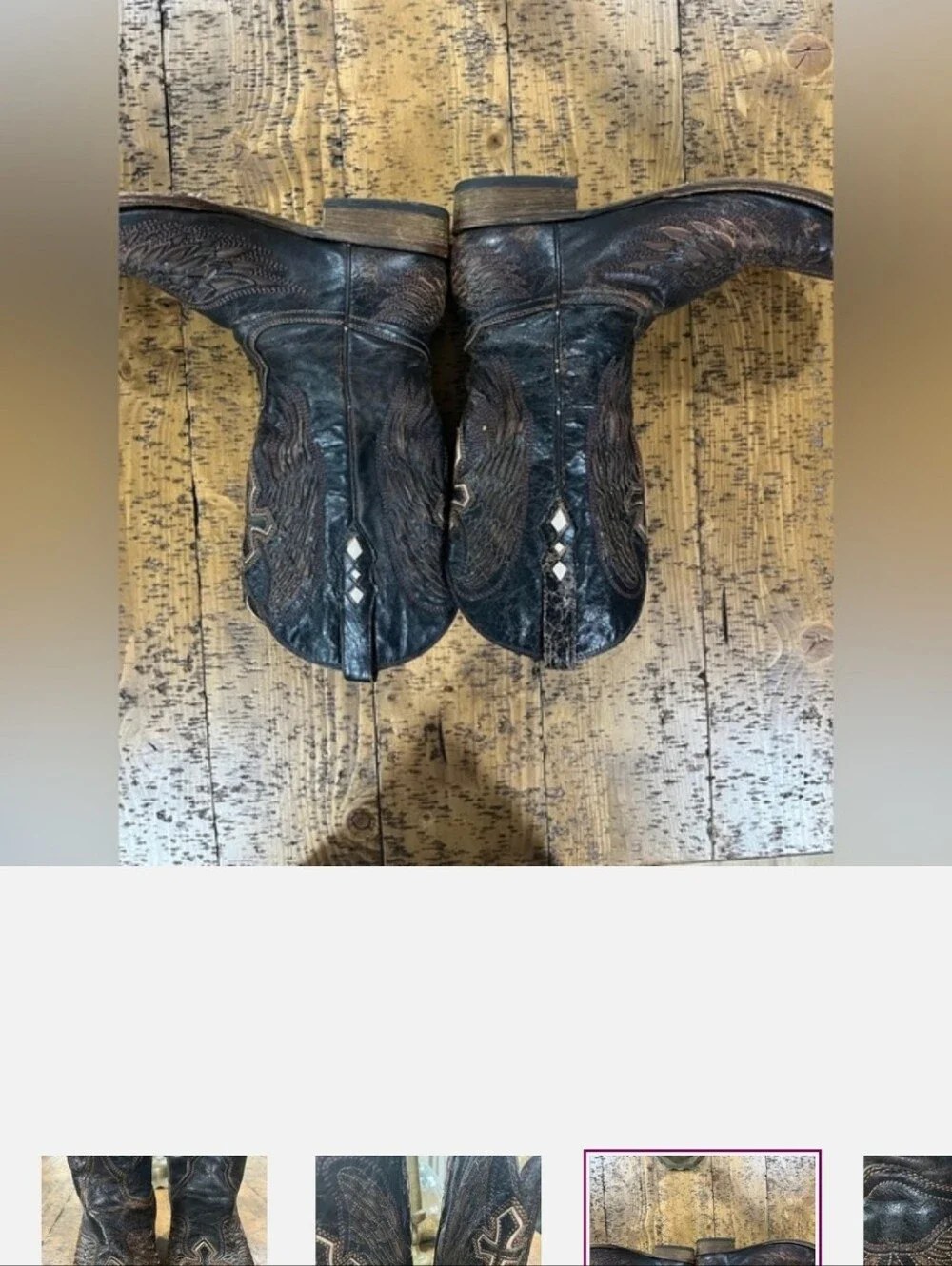 Corral Boots Mens Size 15d Wing Cross Inlay Square Toe Leather Cowboy A1978 GUC